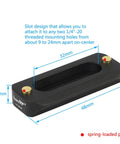 Heavy Duty Quick Release NATO Rail Plate With 1/4 20 Screws, black, measures 48mm x 32mm, features spring-loaded pins.