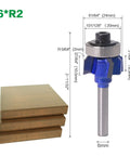 Premium 1 4 Inch Corner Round Router Bit Set With R1 R2 R3 Radius Options For Smooth Wood Edging, 6mm size router bit next to stacked wood pieces.