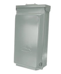Heavy Duty 100 Amp Rv Power Outlet Box With Gfci Receptacle And Prewired Breakers in rugged galvanized steel housing.