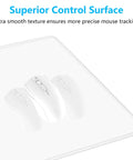 Extended Gaming Mouse Pad XL With Stitched Edges Waterproof Non Slip Desk Mat For Large Keyboard And Laptop Setup 23.6 x 11.8 Inches White smooth surface with mouse graphic.