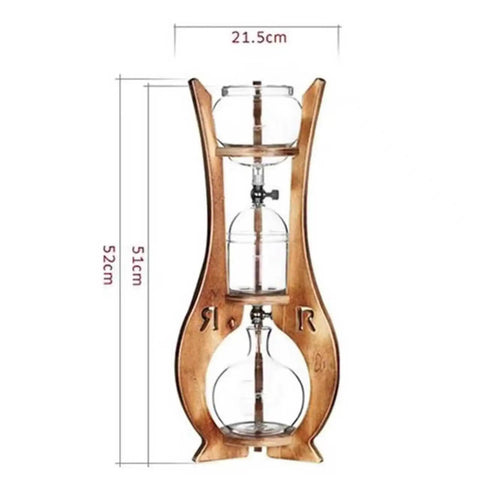Premium Cold Brew Drip Tower Portable Iced Coffee Maker With Adjustable Flow Valve 800Ml Pitcher side view dimensions 52cm height