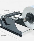 Cool Handheld Semi-Automatic Label Printer For Round Bottles And Jars Easy Manual Tape Dispenser Machine for Small Business Packaging Efficient Sticker Applicator Tool dimensions shown from side view.