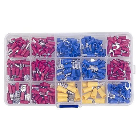 All In One 280 Pc Wire Terminal Crimp Connectors Kit Insulated Waterproof Spade Set For 22-10 AWG in storage case