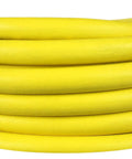 Hardcore Half Inch By Fifty Foot Rubber Air Hose Assembly Rated For 300 PSI Oil And Fuel Resistant Nitrile Core Shop Grade Compressor Line For The Grind Heavy Duty Boss Approved Ready To Run Plus Lifetime Warranty Support, coiled yellow hose