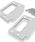 Reliable Universal Door Latch Restorer Strike Plate Pair In Warm Satin Nickel with long mounting screws for easy installation.