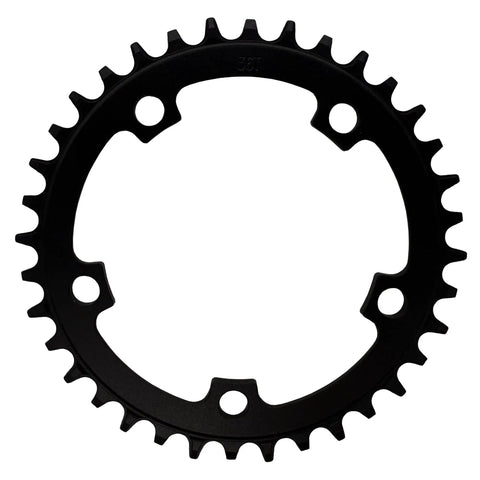 Round 110 BCD Chainring Narrow Wide 36T To 52T For 7 To 12 Speed Chains Aluminum 7075 Black With Beefy Retention Low Friction Quiet Ride Fits