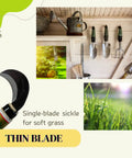 Japanese Weeding Sickle Thin Blade High Grade Blue Steel No 2 Lightweight Garden Tool with shed and garden images