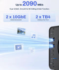 Kickass Five Bay Network Attached Storage Rig Built With Snappy Intel Core I3 Processor And Bountiful Eight Gigs Ddr5 Ram For Seamless Video Swapping And Lightning Fast Nvme Drives, showcasing connectivity options.