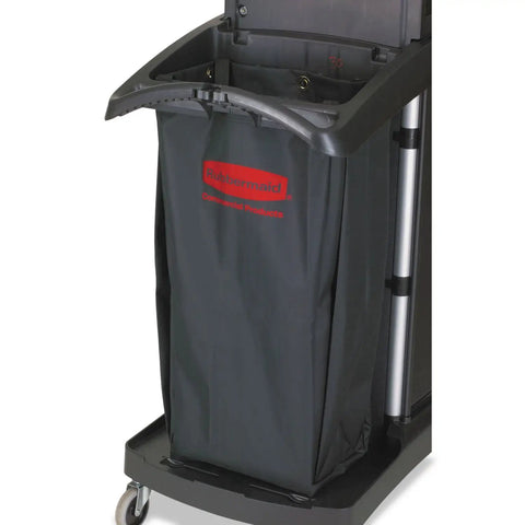 Heavy Hitter 30 Gallon Cleaning Cart Bag Yellow Straight Up Leakproof Vinyl Lining Big Time Laundry And Refuse Collection Zero Mess Design Front Zipper Access on Rubbermaid cart.