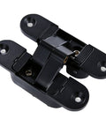Concealed 3D Door Hinge for Wooden Doors, Invisible Hidden Hinge with 180 Degree Opening, Black Zinc Alloy, Open Left