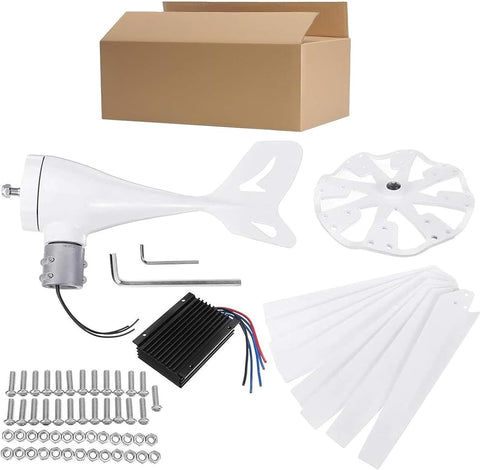 Powerful 20000W Wind Turbine Generator Kit With 8 Blades And MPPT Controller for off-grid charging components displayed.