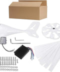Components of Massive 20000W Wind Turbine Generator Kit With 8 Blades And MPPT Controller, including blades and housing.