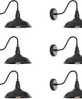 Gooseneck Barn Light 6 Pack Farmhouse Outdoor Wall Sconce Black Industrial Exterior Waterproof 10 Inch Dome E26 Base