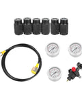 Pro Grade 3 Gauge Hydraulic Accumulator Nitrogen Fill Kit With Multi Adapter And Six Couplings For Excavators, Compressors, And Industrial Equipment