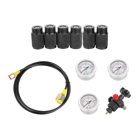 Pro Grade 3 Gauge Hydraulic Accumulator Nitrogen Fill Kit With Multi Adapter And Six Couplings For Excavators, Compressors, And Industrial Equipment