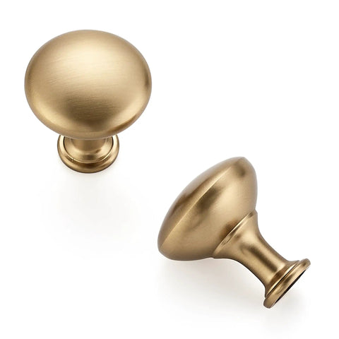 Champagne Bronze Mini Round Cabinet Knobs Set, 1 Inch Diameter, Solid Metal Drawer Pulls, 30 Pack, top and side view