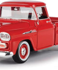 Chevrolet 1:24 Scale 1958 Apache Fleet Side Diecast Pickup Truck Red With Rubber Tires True-To-Scale Detail