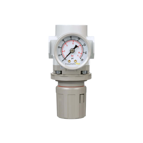 SAR300 N03BG 3/8 Inch NPT Air Pressure Regulator with Gauge and Bracket Relieving Type 0 to 150 PSI, front view