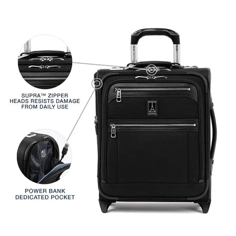 Platinum Elite Softside Expandable Carry On Luggage With USB Port Two Wheel Upright For Regional Trips, Shadow Black