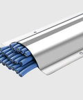 Stainless Steel Floor Cable Cover 39 Inch Long For Under Desk Cable Management And Wire Trunking Protector showcasing blue cables.