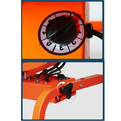 Control dial and adjustable tilt feature on Heavy Duty 24 Inch Industrial Post Fan Built Tough Metal Frame Blows Hard.