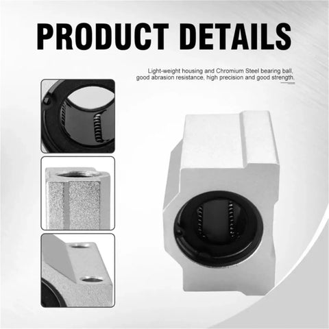 Two Pack Open Type Linear Motion Ball Bearing Slide Block For Router Fits SBR10UU SBR12UU SBR16UU SBR20UU SBR25UU Linear Guides Heavy Duty Premium Rail Block Set For CNC DIY Machining silver open-type block with ball bearing and mounting holes