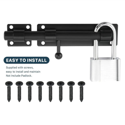 Heavy Duty Stainless Steel Gate Latch Lock In Matte Black with screws for easy installation on outdoor gates.