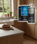 Heavy Duty Water Based Concrete Countertop Sealer Features A Smooth Matte Finish And Food Safe Formula With Low Voc And Two Component Polyurethane Shield For Hella Tough Kitchen Renovations One Kit displayed in a modern kitchen.