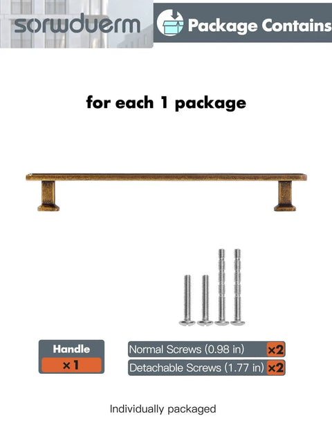 Five Pack 7.56 Inch Antique Brass Cabinet Pulls, beefy solid zinc alloy drawer handles with screws for easy install.