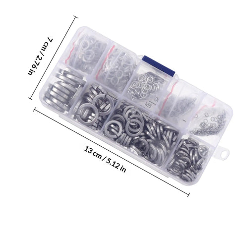 600 Piece Stainless Steel Spring Lock Washer Kit M2 To M10 With Flat And Split Gaskets in plastic organizer