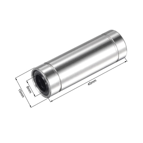 LM8LUU Linear Ball Bearings 8mm Bore 15mm OD 45mm Length Nickel Plated Double Seal for CNC Routers and 3D Printers