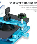 Universal Phone Screen Separator Kit With Suction Cup And Heating 360 Rotating Clamp for LCD repair, blue metallic design.