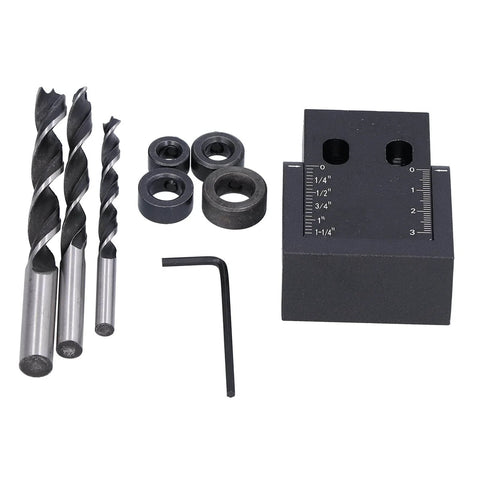 Pro Grade Pocket Hole Jig Kit With 15 Degree Drill Angle, Aluminum Alloy Oblique Hole Locator, Three Drill Guides Set