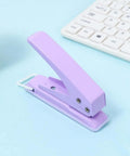 Heavy-Duty Single Hole Punch For Up To Fifteen Sheets, Metal Handheld Paper Punch, Purple with Skid-Resistant Base