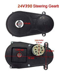 Slick 24V 390 Steering Gearbox With Motor for Kiddos Electric Ride On Cars showing dimensions and design details.