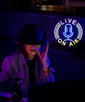 Live On Air Multicolor LED Neon Sign Dope Wall Decor with USB Power Dimmable Brightness in studio setting