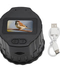 Compact digital eyepiece telescope camera with 16MP photos and 1080p video recording, 1.5 inch screen showing bird image, USB-C cable included