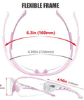 Super Flexible Lightweight Anti Fog Wrap Around Safety Glasses With Scratch Resistant Lenses ANSI Z87.1 dimensions shown