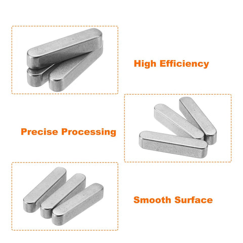 Round Ended Feather Keys Set, 10 Pcs Stainless Steel Key Stock 6 x 6 x 30mm for Shaft Type Fastening and Parallel Drive