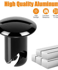 Front view: black aluminum button-oval head quarter-turn Dzus fastener, 7/16 in grip