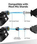 Close-up of Shock Mount For Yeti X Microphone With 2026 Anti Vibration Suspension Clip showing 3/8 to 5/8 adapter compatibility.