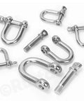 Kickass 304 Stainless Steel D Shape Shackles With Secure Screw Pin 3 8 Inch Heavy Duty Rigging Hardware arranged on a white background.