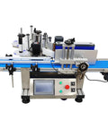 Smooth Operator High Speed Automatic Round Bottle Labeling Machine With Desktop Conveyor Belt angled view with control panel