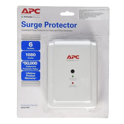 Six Outlet Wall Plug Extender With USB Ports And 1080 Joule Surge Protection Side Facing Wall Mount in retail packaging