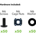 A Real Go To M6 Cage Nuts And Phillips Pan Head Screws For Server Rack Cabinets And Shelves 50 Piece Heavy Duty Kit includes M6 screws and cage nuts.