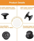 Product details of Stainless Steel Drawer Knobs 8 Pack With Self Adhesive Backing And Mounting Screws 1.18 Inch Matte Black Sliding Door Handles.