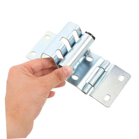 Hand holding Heavy Duty Garage Door Hinges With Thickened Metal Construction And Double Bearing Pivot Industrial Gate Corner Hinge In Silver For Warehouse And Factory Use Low Maintenance And Durable Door Hardware