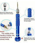All In One Metal Watch Repair Tool Kit With 51 Pieces including blue screwdriver tool with aluminum handle and storage.