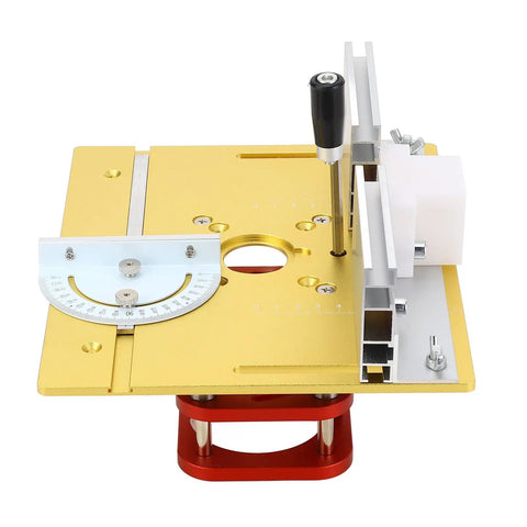 Heavy Duty Steel Router Lift Base With Two Inch Travel Dead On Height Control For Carving Routing And Chamfering Tasks showing detailed lift mechanism.