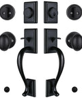 Matte Black Double Door Handleset With Keyed Entry And Dummy Exterior Handle Deadbolt Knob Reversible For Left Or Right Handed